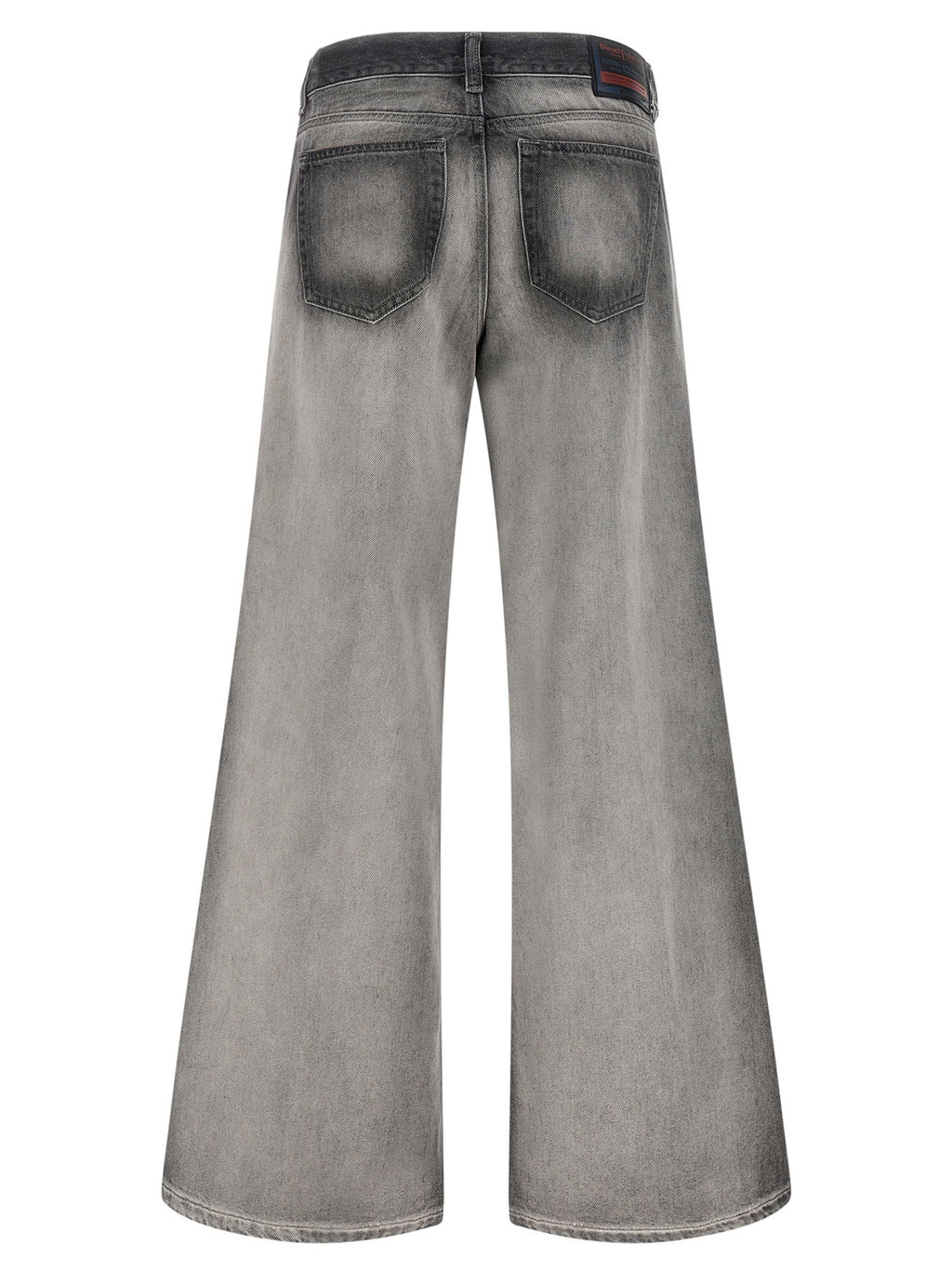 Jeans évasés en coton gris de la marque Diesel, style décontracté et tendance, visibles avec détails de couture et coupe fluide.