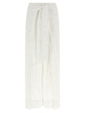 Pantalon décontracté en coton blanc de la marque Polo Ralph Lauren, vue frontale avec détail de ceinture et poches.