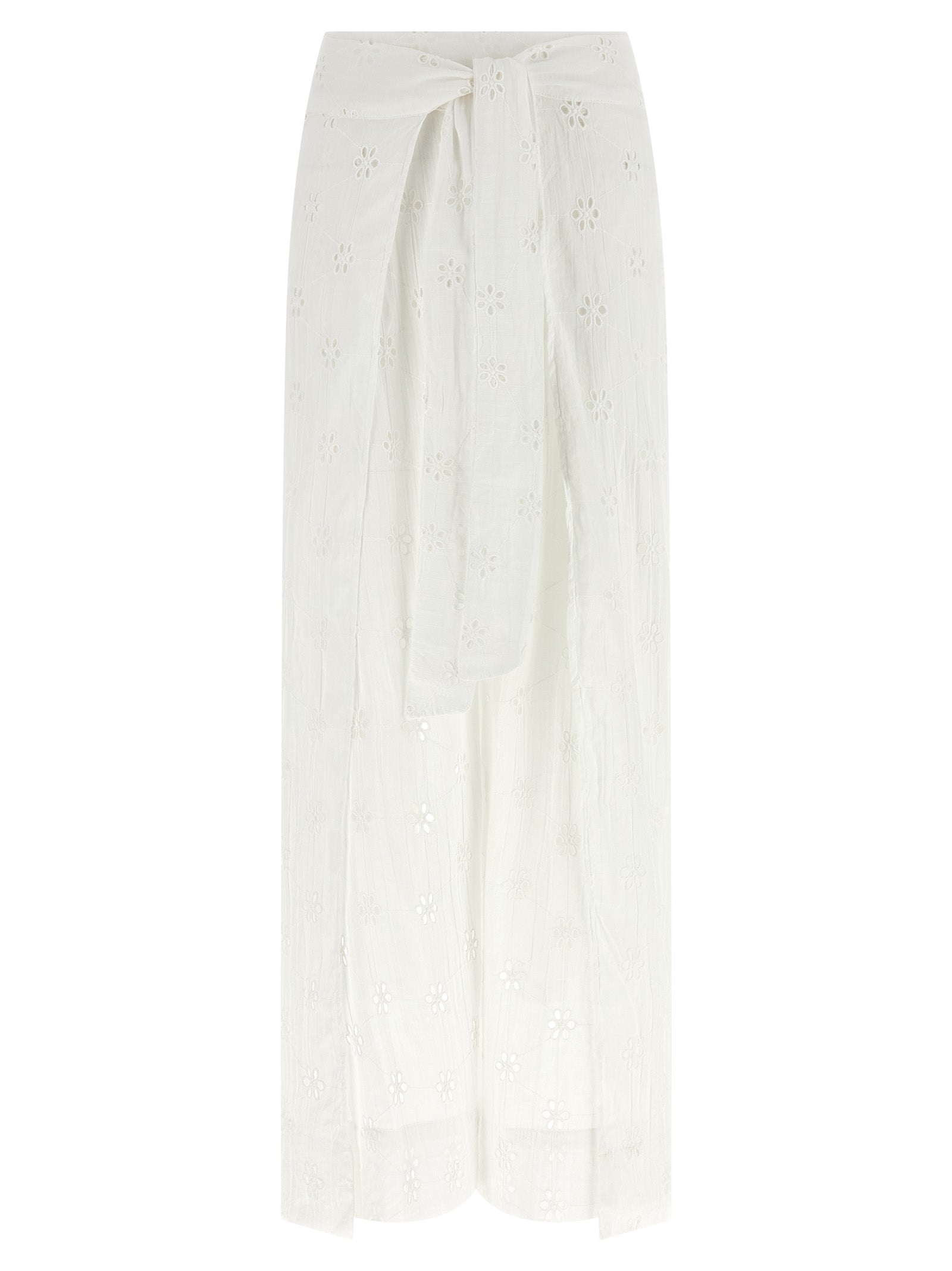 Pantalon décontracté en coton blanc de la marque Polo Ralph Lauren, vue frontale avec détail de ceinture et poches.