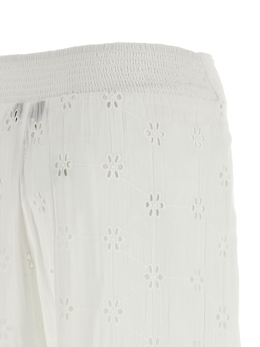 Pantalon casual en coton blanc Polo Ralph Lauren, vue de face, avec ceinture et poches visibles.