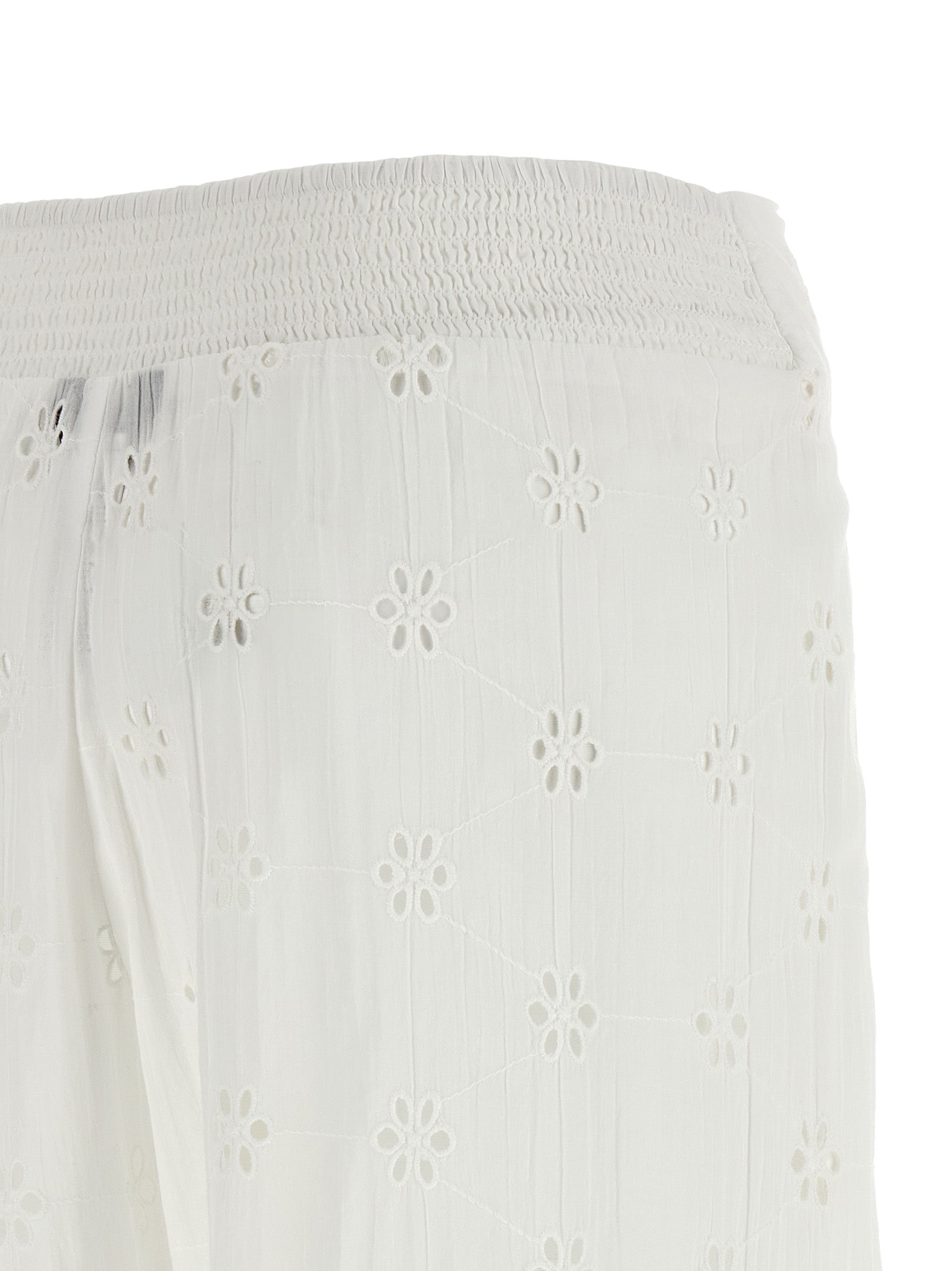 Pantalon casual en coton blanc Polo Ralph Lauren, vue de face, avec ceinture et poches visibles.