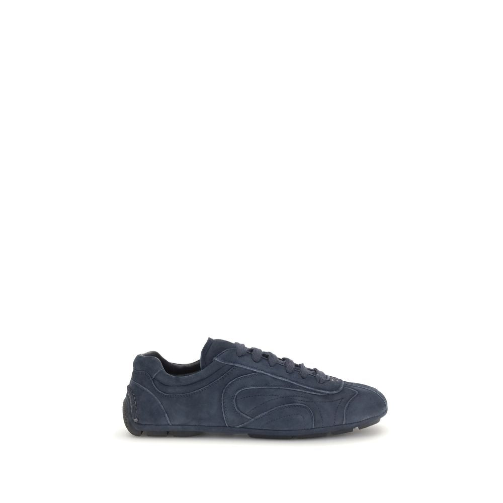 Chaussures sport Prada Bos Taurus en cuir de veau bleu, baskets athlétiques élégantes pour homme.