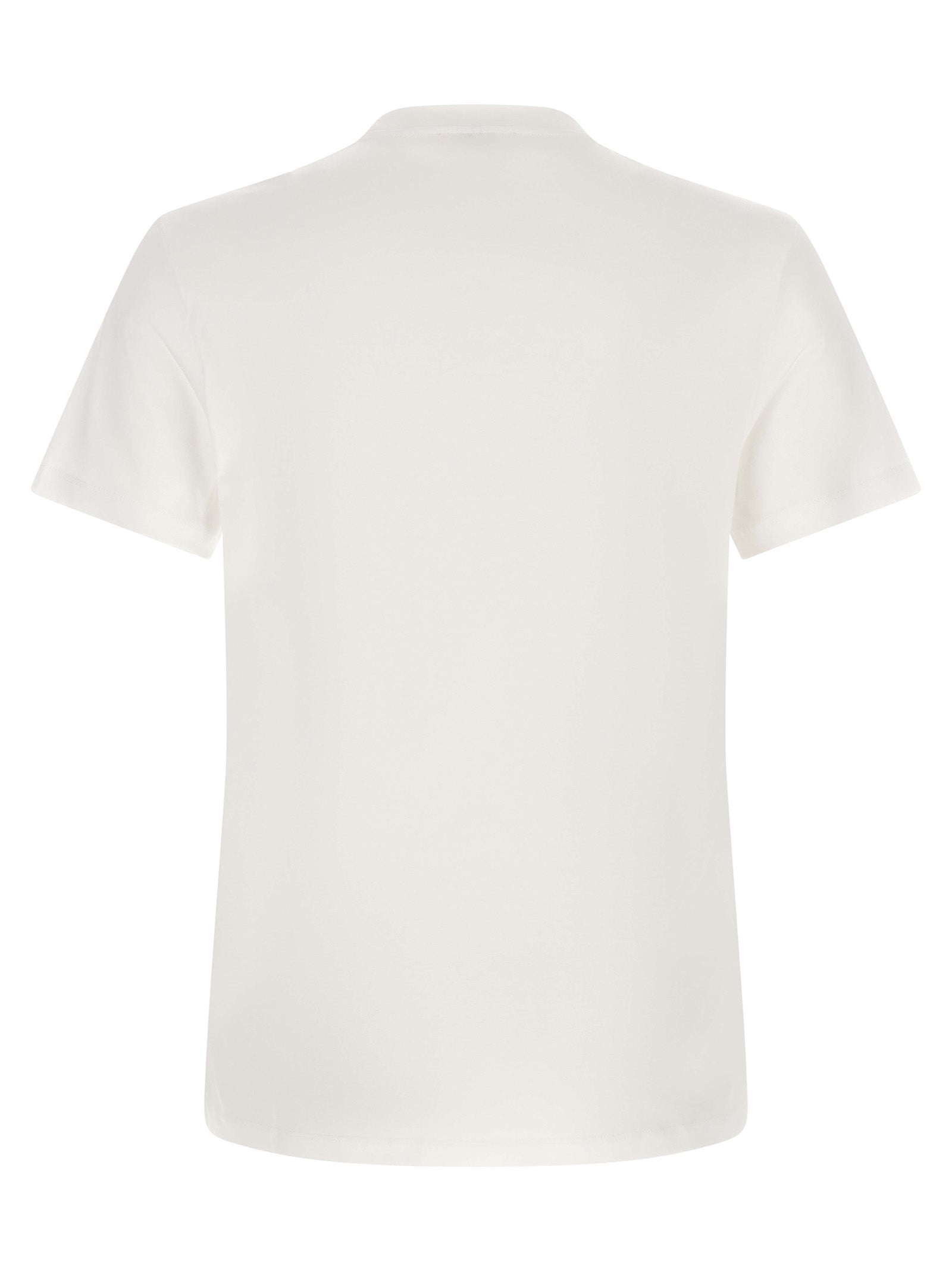 T-shirt en coton bicolore Versace avec logo emblématique, coupe classique et design élégant visible sur l'image.