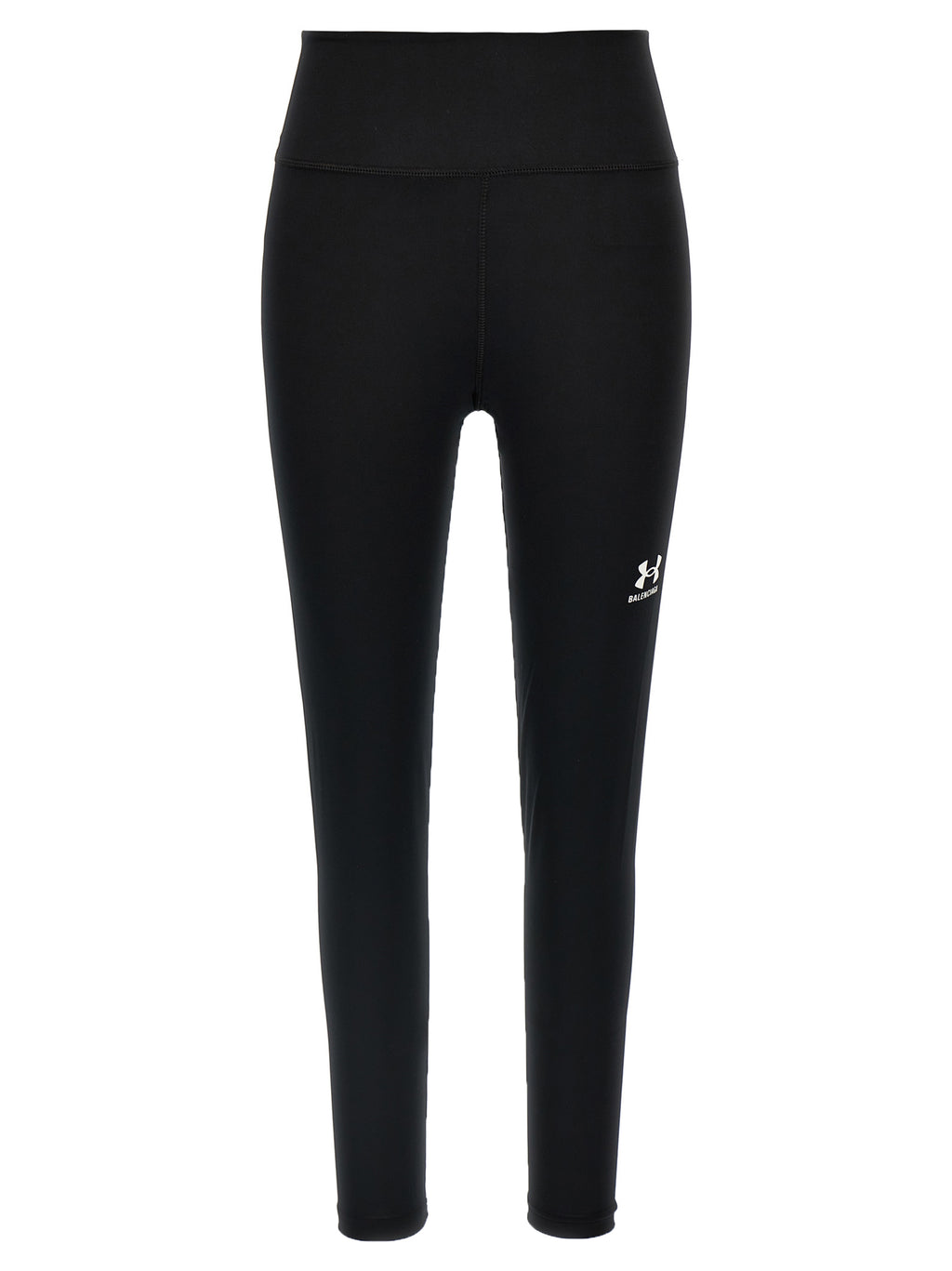 Leggings en polyester noirs de Balenciaga, coupe ajustée et design moderne, visibles sur un mannequin.
