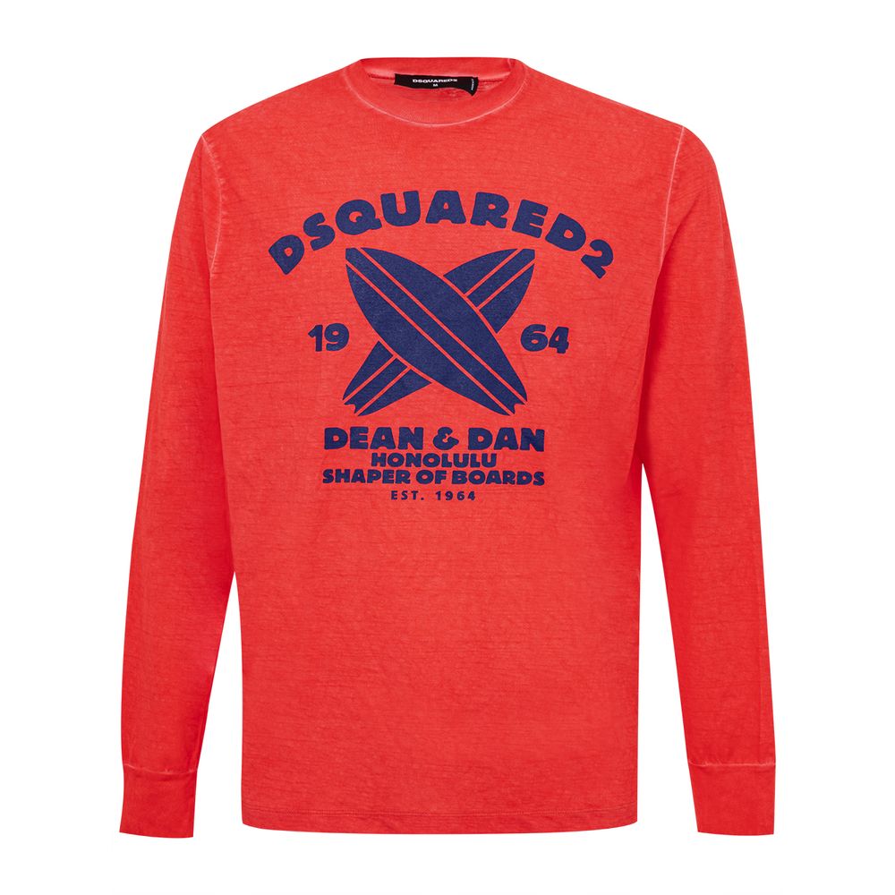 T-shirt en coton rouge Dsquared² avec logo graphique sur le devant, confort et style décontracté.