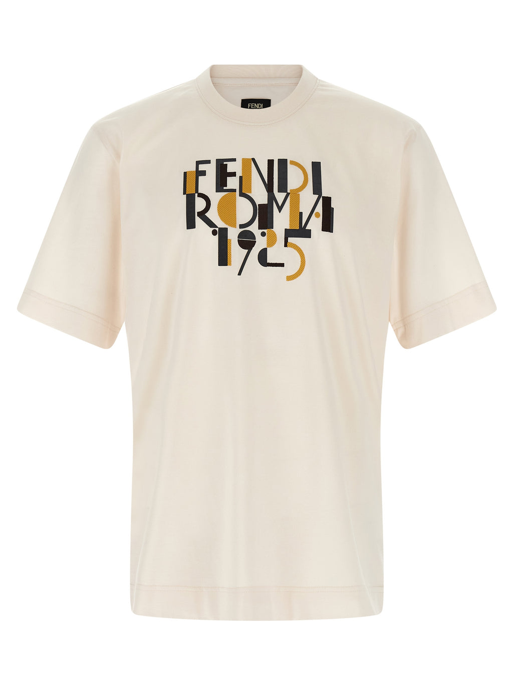 T-shirt blanc en coton de la marque Fendi, coupe classique et logo discret visible sur le devant.