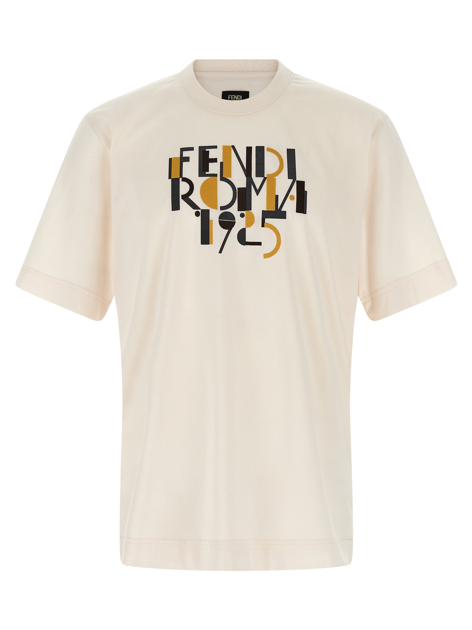 T-shirt blanc en coton de la marque Fendi, coupe classique et logo discret visible sur le devant.