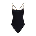 Maillot de bain une pièce noir en polyamide Burberry, avec logo et design élégant visible sur le devant.