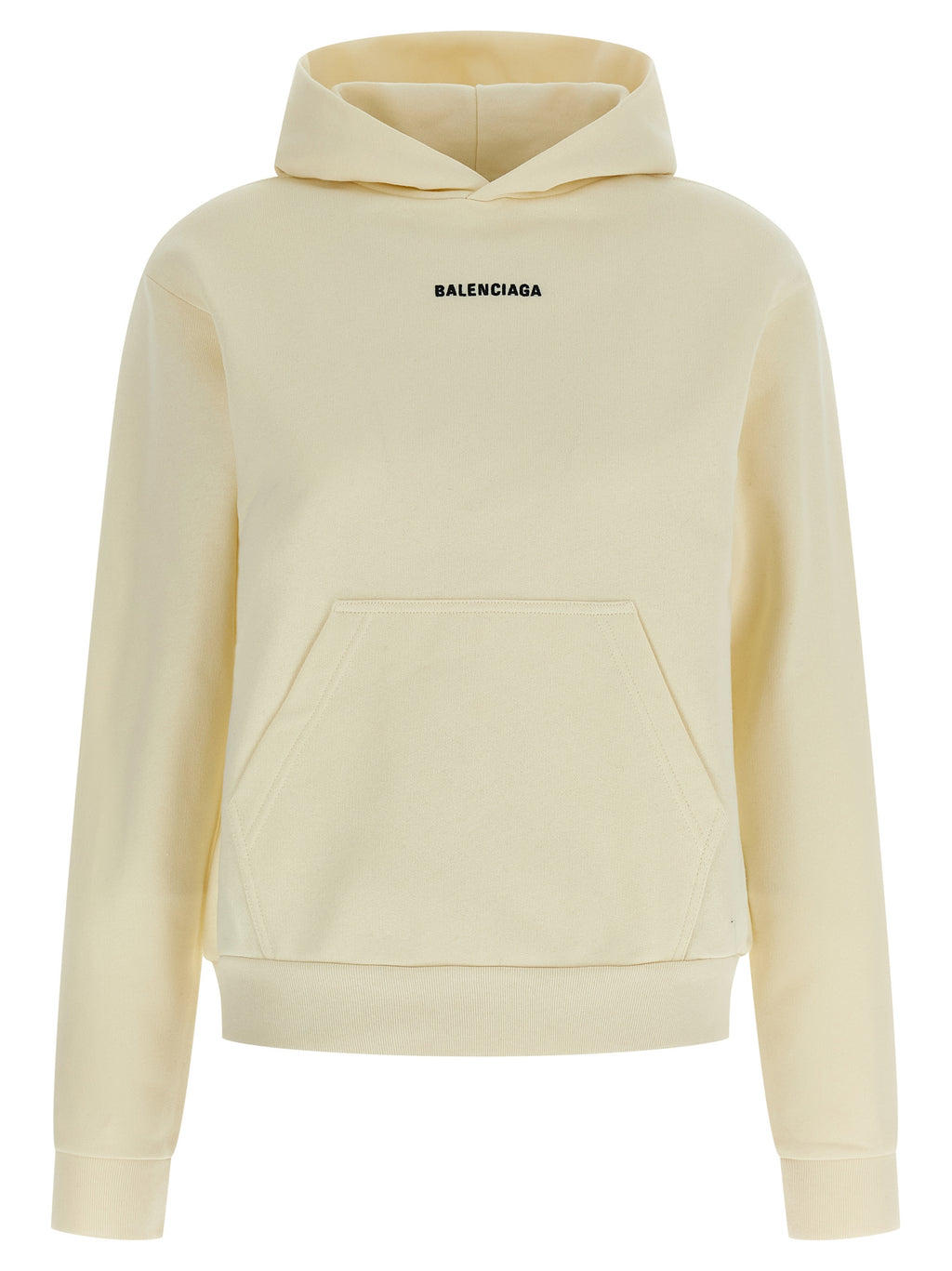 Sweat-shirt beige en coton de la marque Balenciaga, coupe décontractée et logo discret visible sur l'image.