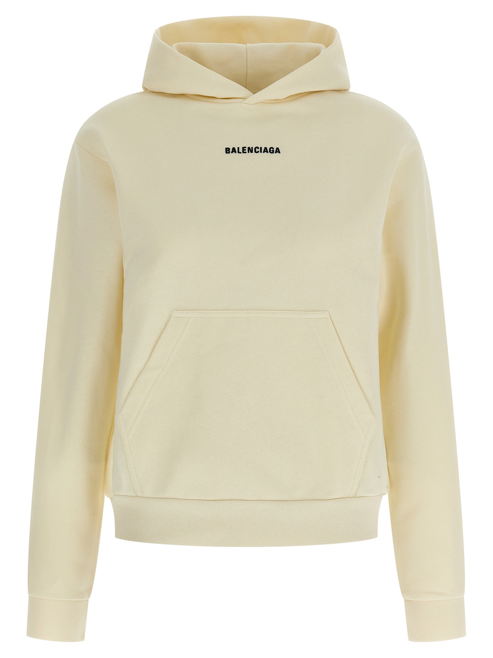 Sweat-shirt beige en coton de la marque Balenciaga, coupe décontractée et logo discret visible sur l'image.
