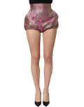 Shorts Dolce & Gabbana en jacquard rose et hautes tailles, style floral et mode élégante, pour un look chic et tendance.