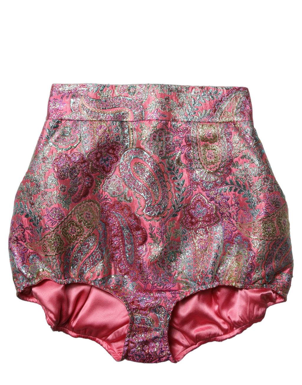 Shorts Dolce & Gabbana à fleurs roses, taille haute en jacquard, style hotpants pour femme, détail élégant et tendance.