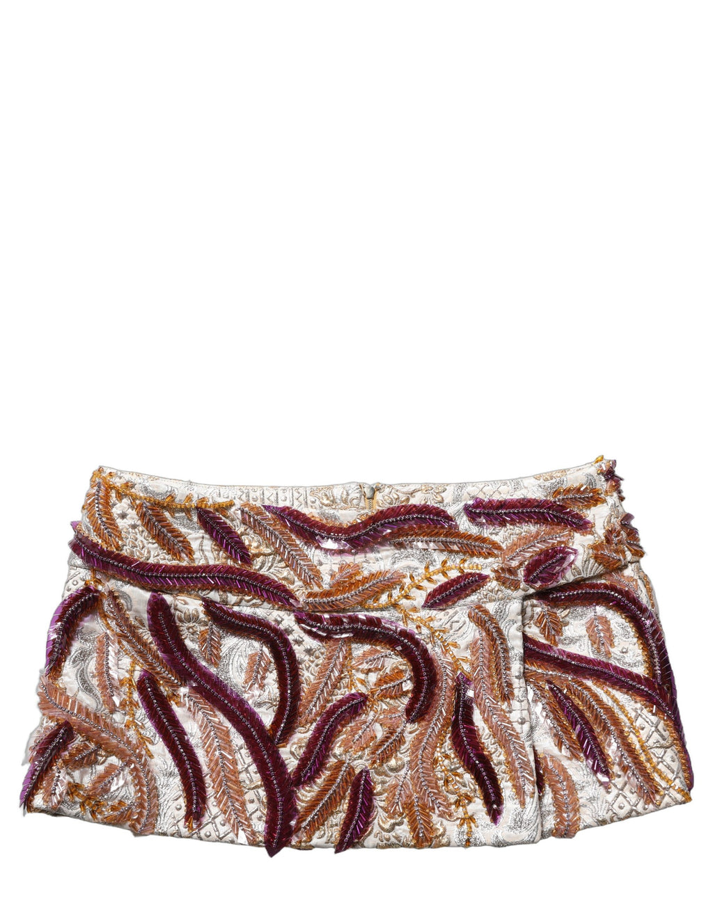 Jupe courte Dolce & Gabbana à sequins multicolores, taille mi-hauteur, coupe évasée, style élégant et tendance.