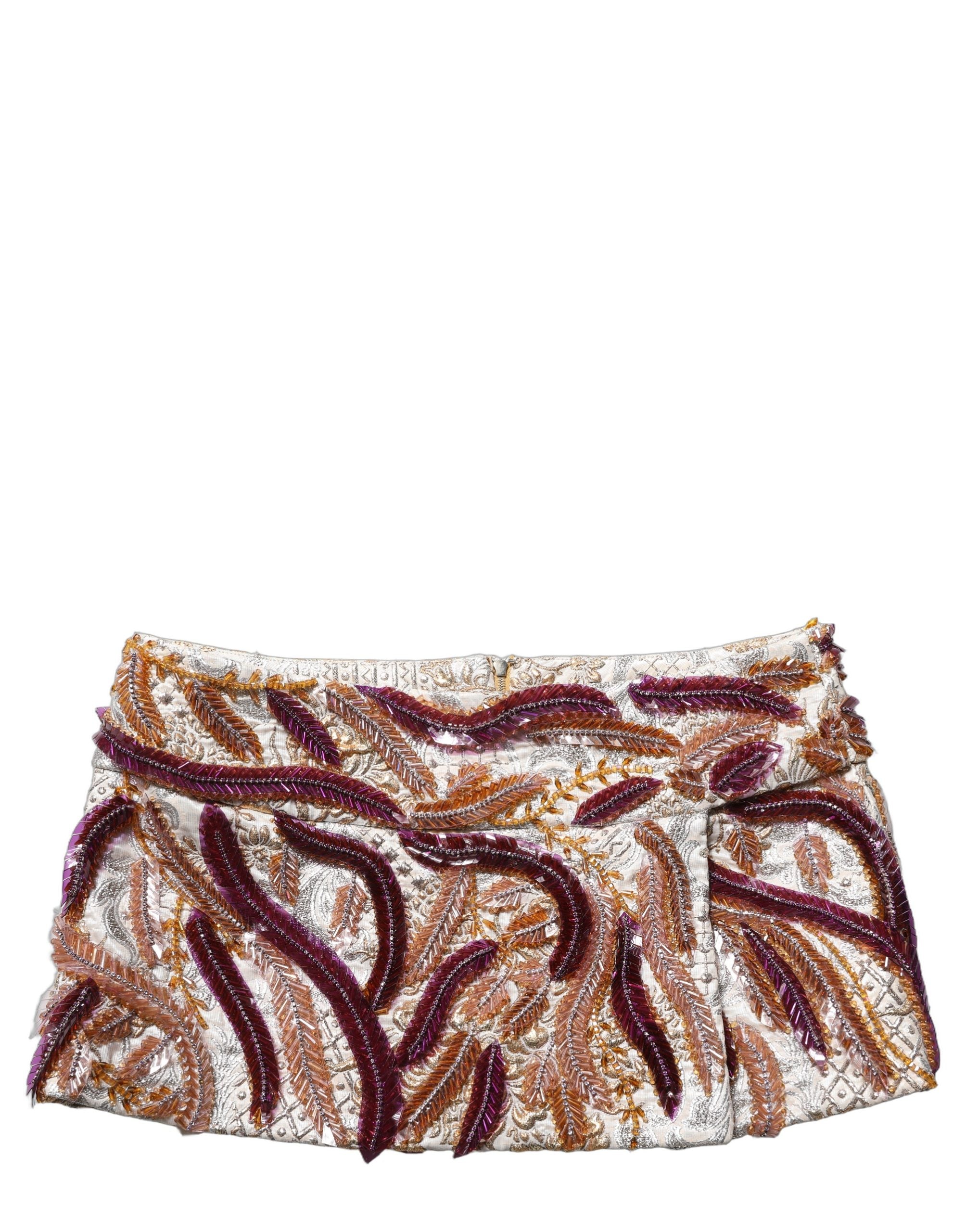 Jupe courte Dolce & Gabbana à sequins multicolores, taille mi-hauteur, coupe évasée, style élégant et tendance.