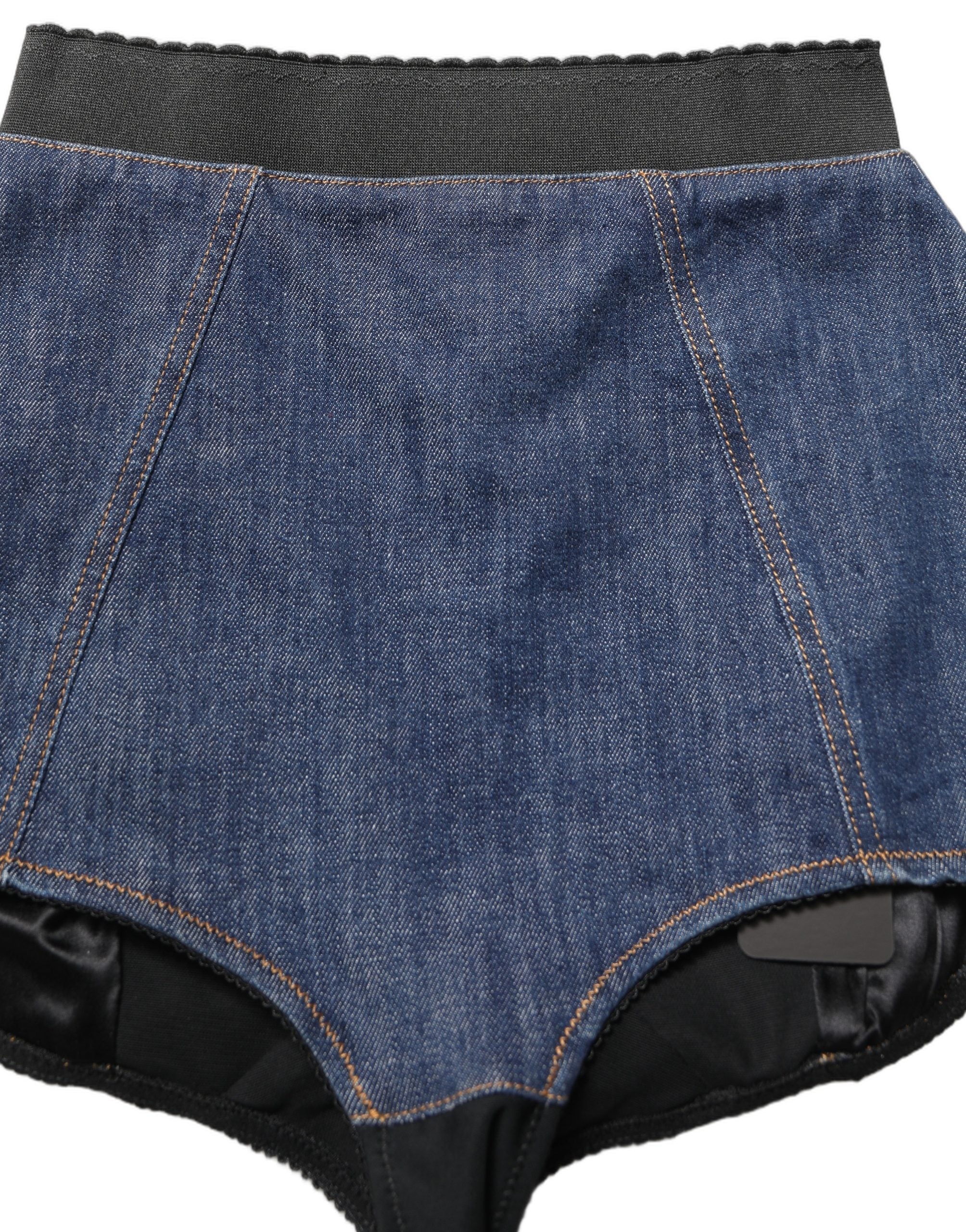 Shorts en denim bleu Dolce & Gabbana à taille haute, coupe courte, en coton, mode estivale élégante pour femmes