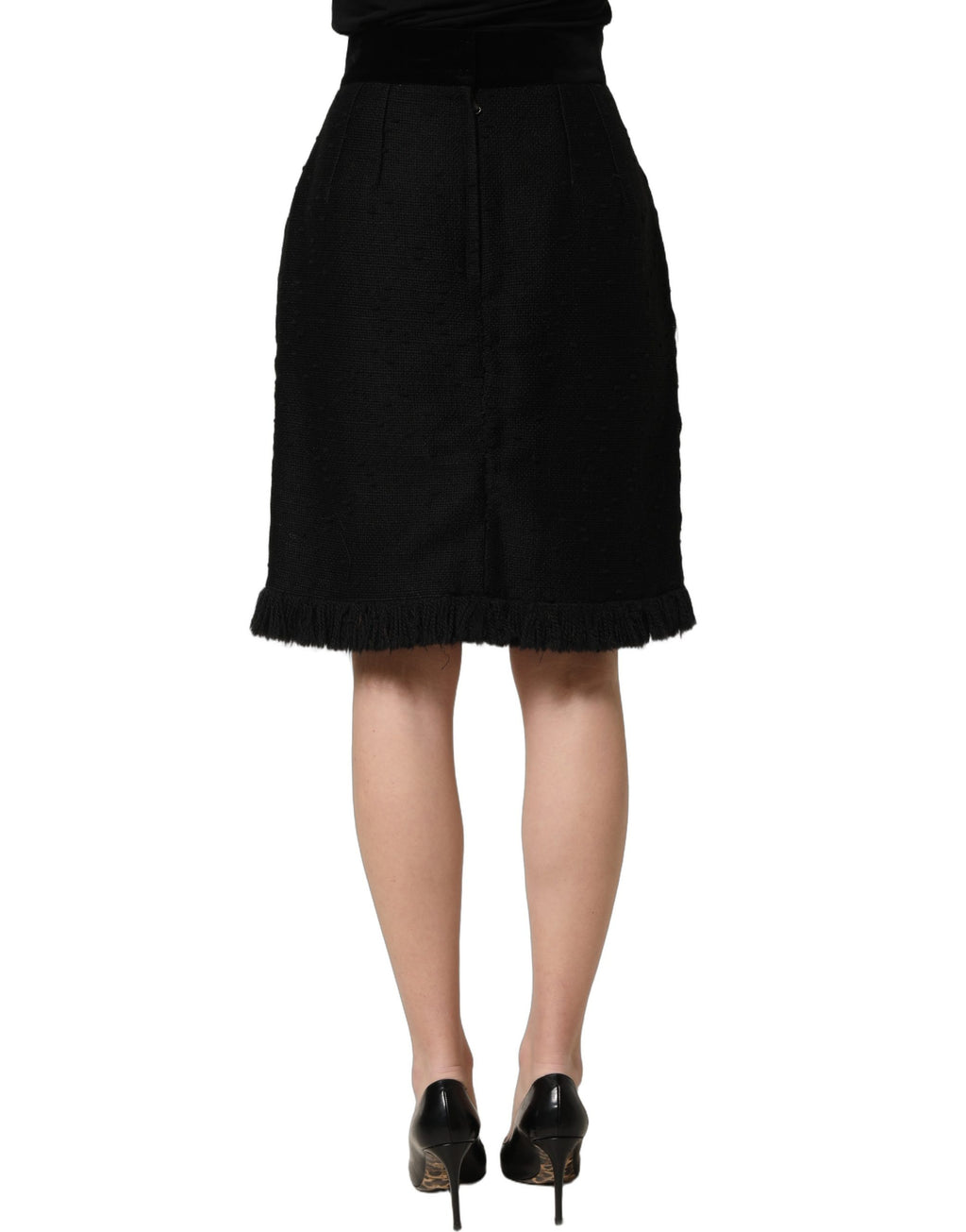 Jupe crayon noire à taille haute Dolce & Gabbana, longueur au genou, coupe élégante et sophistiquée.