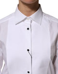 Chemise habillée blanche en coton Dolce & Gabbana à manches longues avec col et boutons visibles.