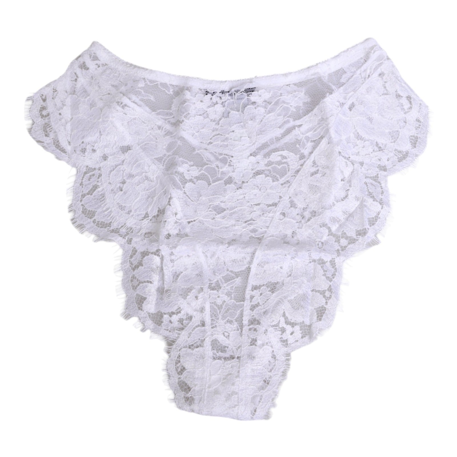 Culotte blanche en dentelle florale Dolce & Gabbana, taille basse, lingerie élégante et raffinée.