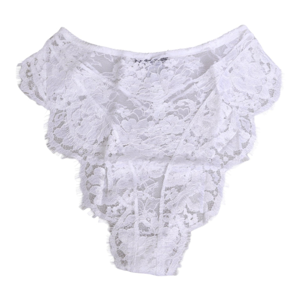 Culotte blanche Dolce & Gabbana en dentelle florale, taille basse, sous-vêtements élégants pour femme.