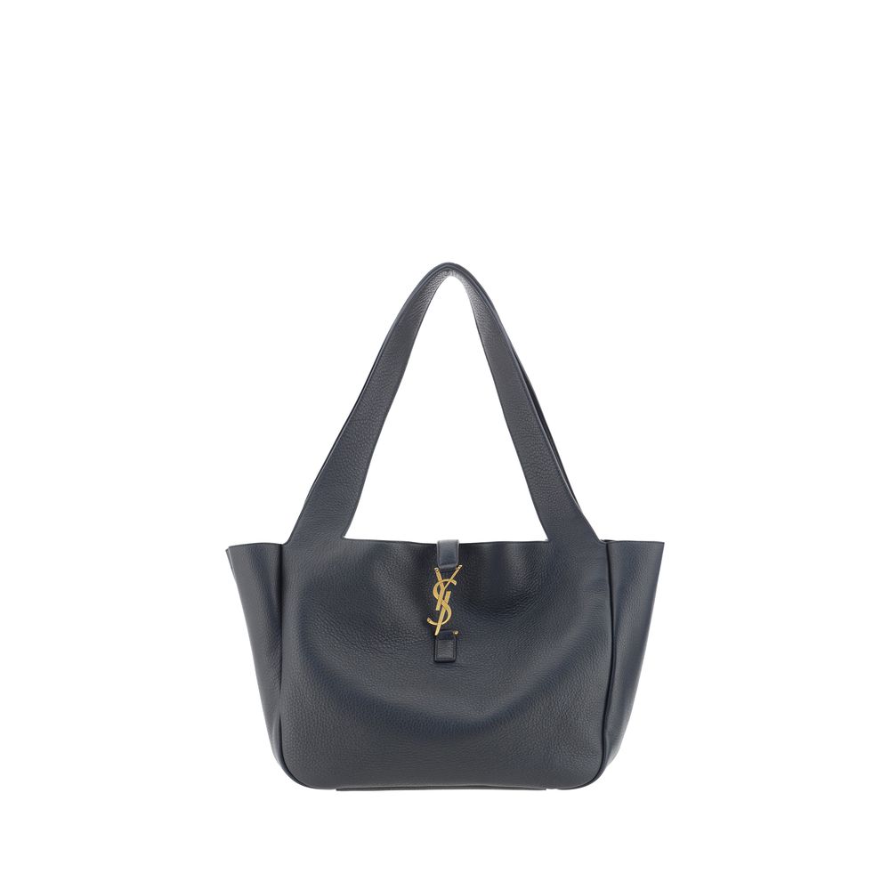 Sac à épaule Saint Laurent Bos Taurus en cuir de veau noir, affichant un design élégant et sophistiqué.