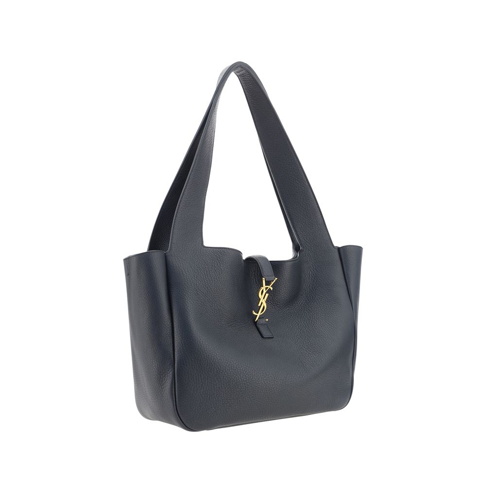 Sac à épaules en cuir de veau noir Bos Taurus de Saint Laurent, avec détails élégants et finition de haute qualité.