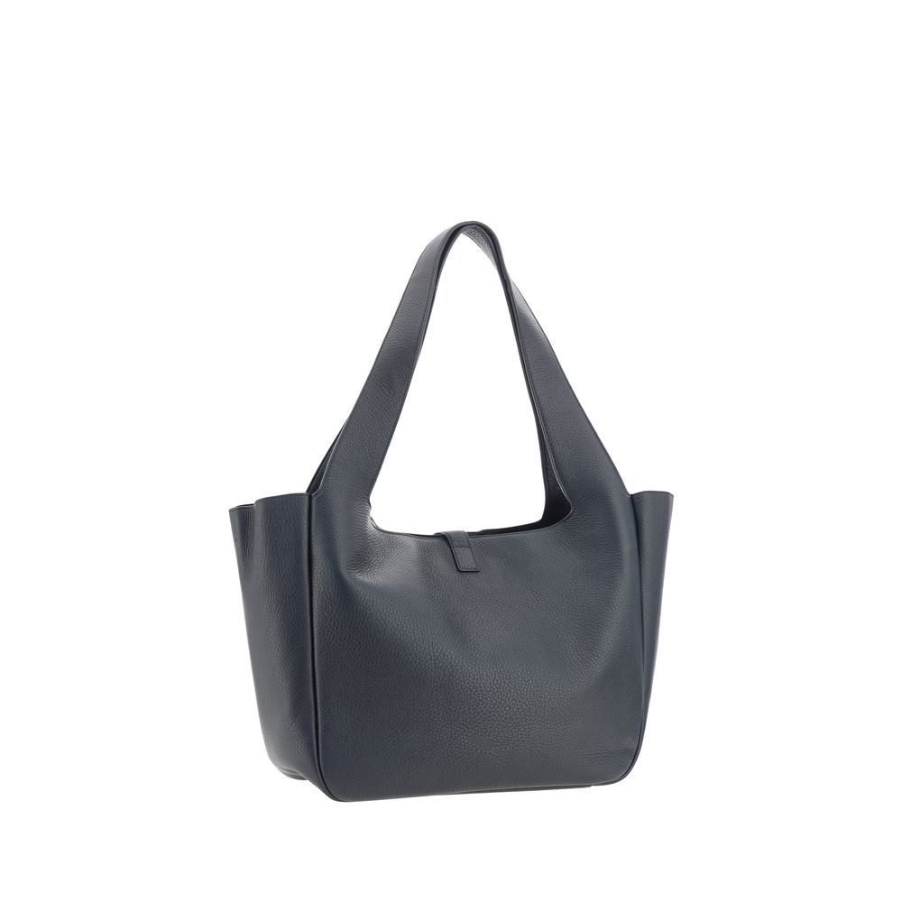 Sac à épaule en cuir de veau noir Saint Laurent Bos Taurus, élégant et sophistiqué, avec détails de finition raffinés.