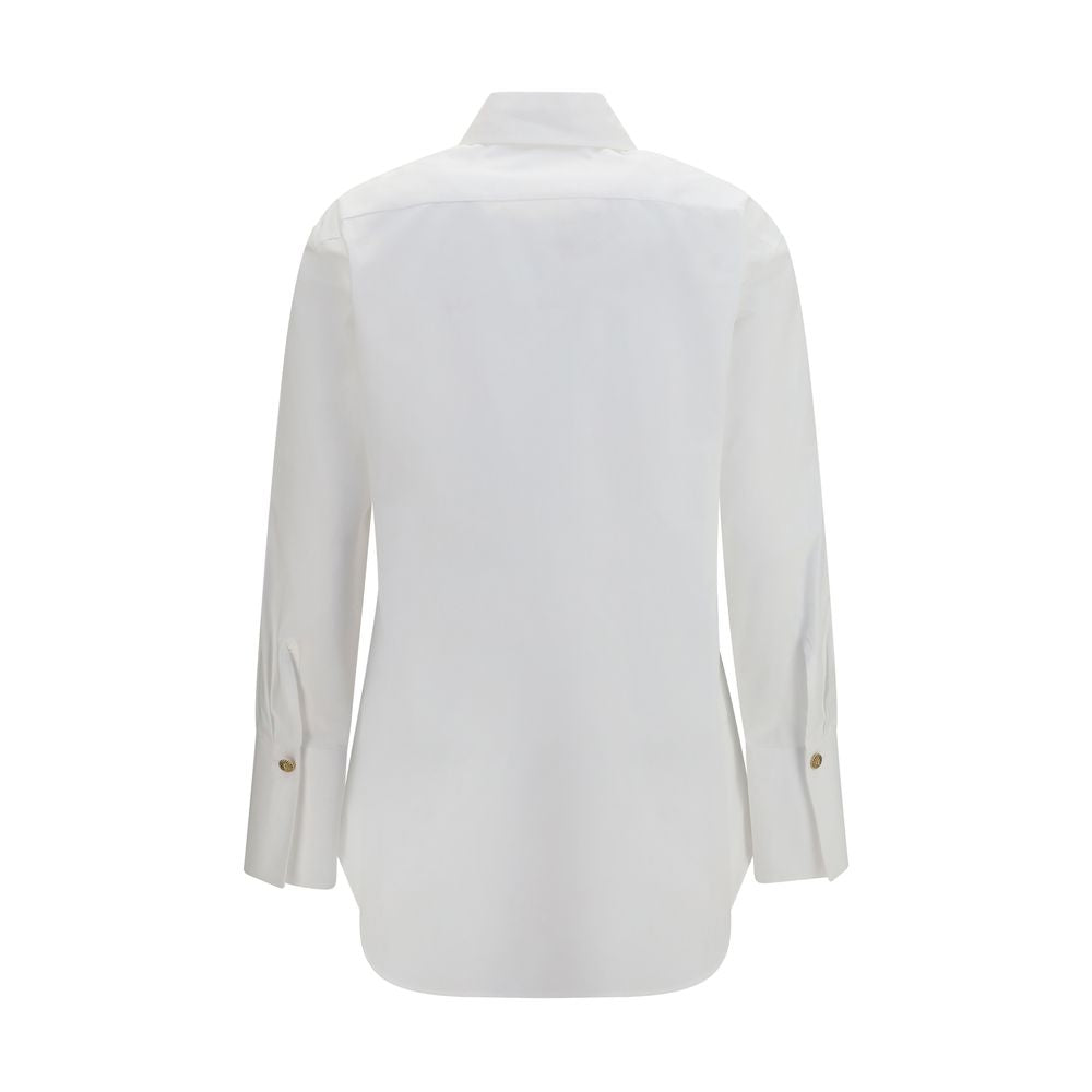 Chemise blanche en coton Balmain pour homme, col classique et boutons, visible sur l'image.