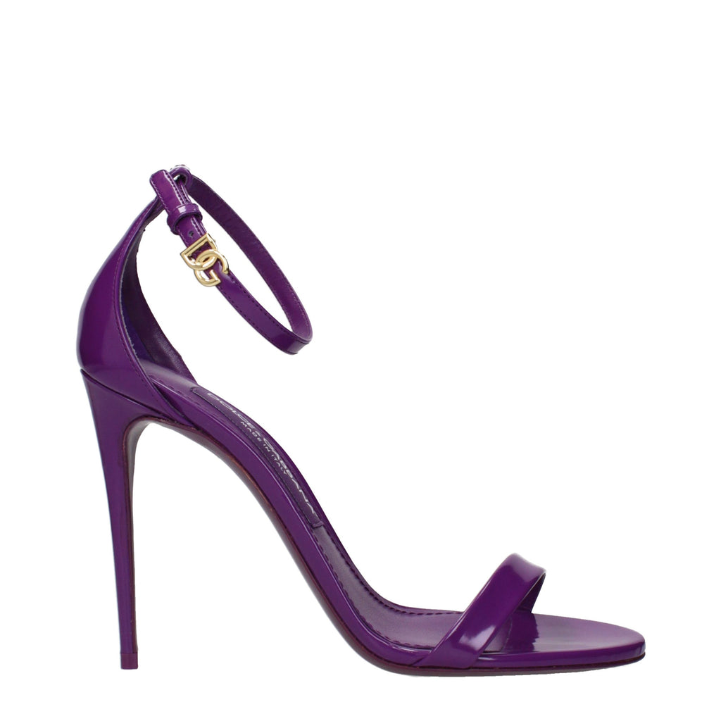 Sandales à talons stilettos en cuir violet de Dolce & Gabbana, design élégant et sophistiqué pour femmes.