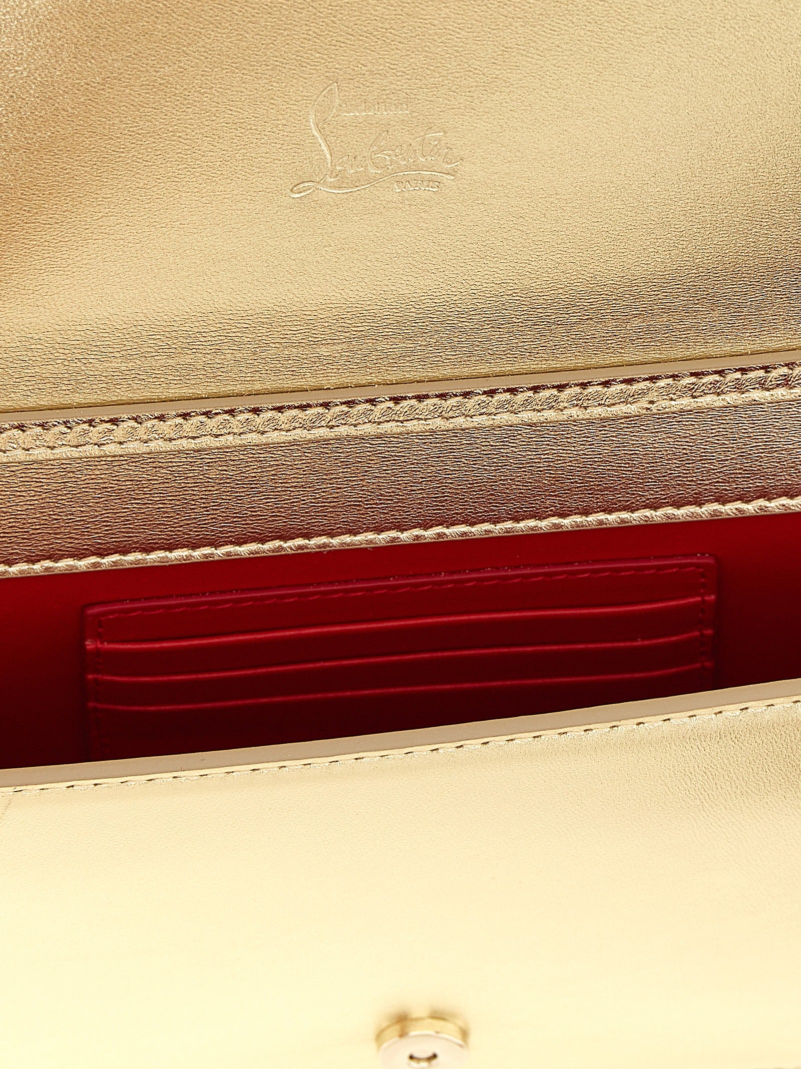 Christian Louboutin Gold Lambskin Clutch Bag