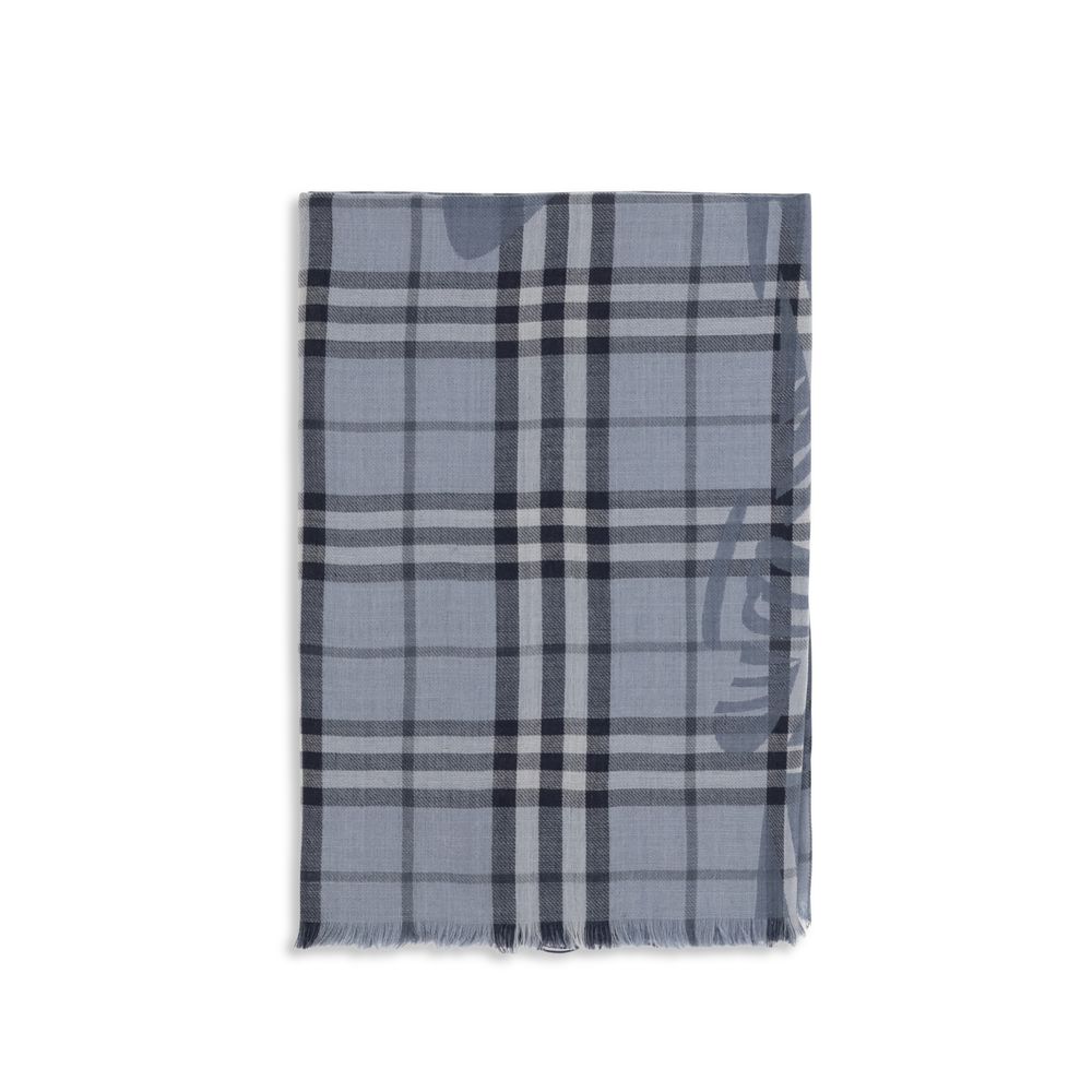 Burberry Blue Wool Oves Aries Foulard