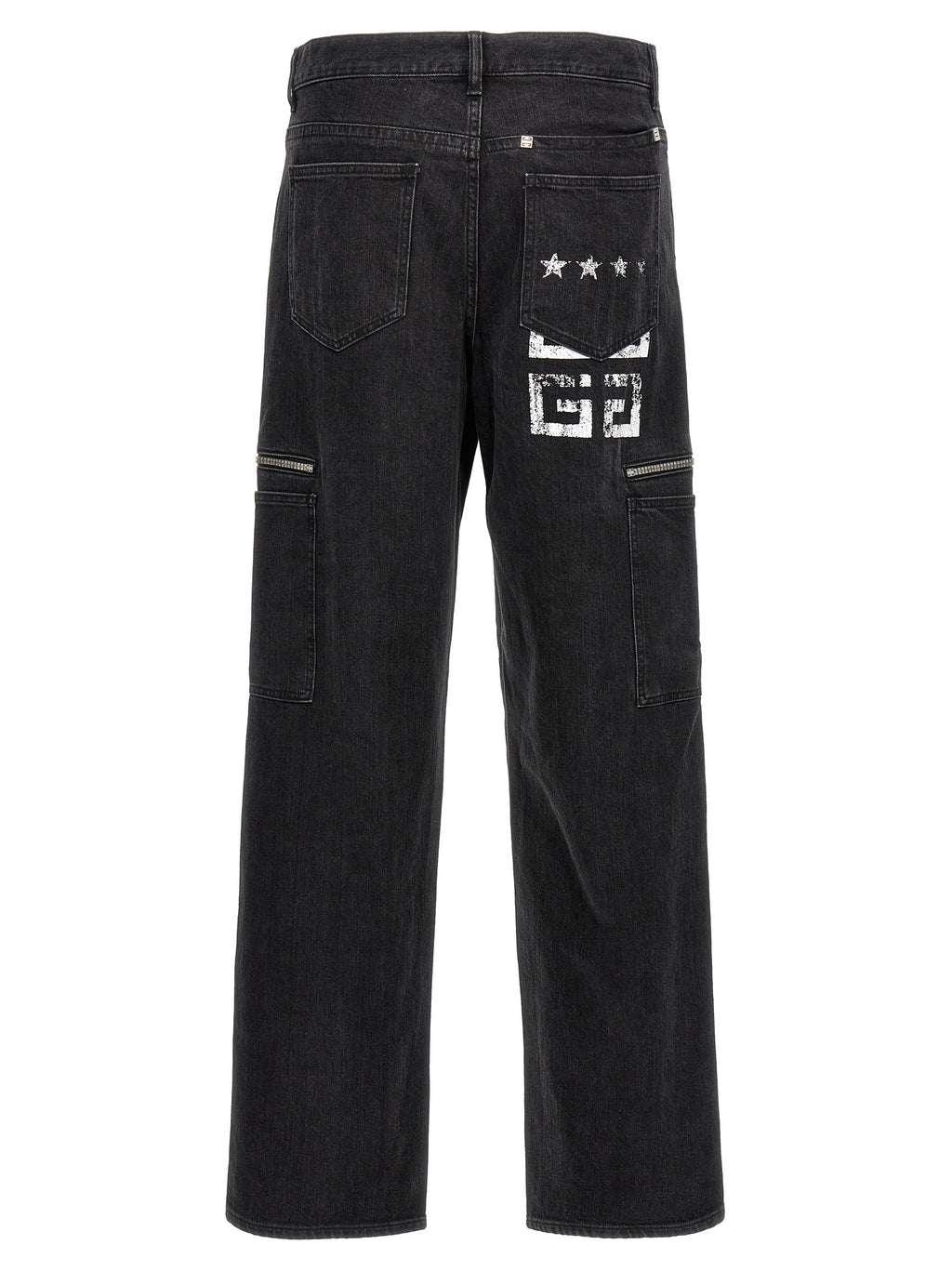 Jeans en denim noir Givenchy en coton, coupe classique, visibles détails de couture et taille à la mode.