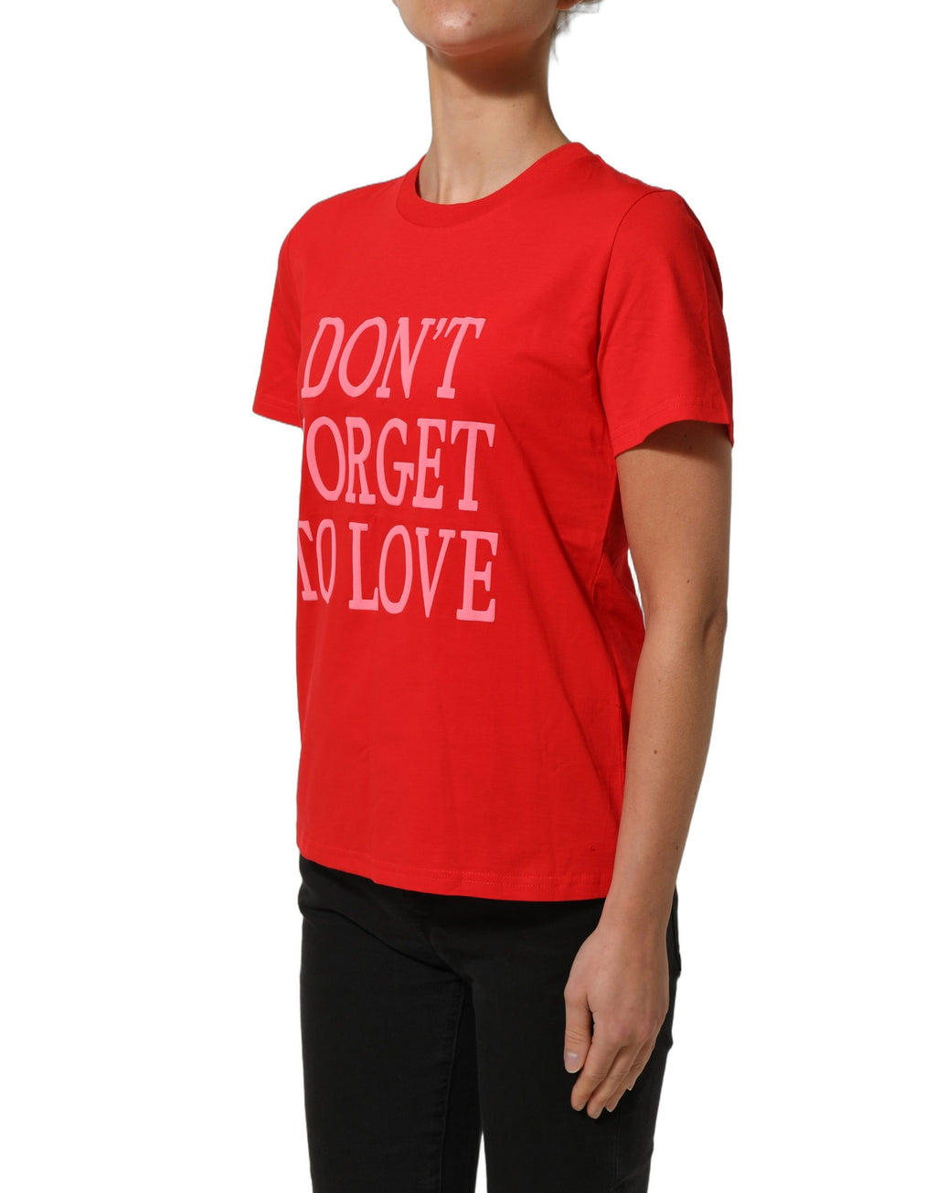 T-shirt en coton rouge avec graphique Dolce & Gabbana, col rond, style casual et moderne.