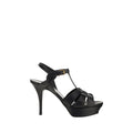 Saint Laurent Plateau-Sandalen aus schwarzem Kalbsleder Bos Taurus