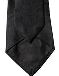 Dolce & Gabbana Black Paisley Woven Silk Adjustable Women Necktie Tie
