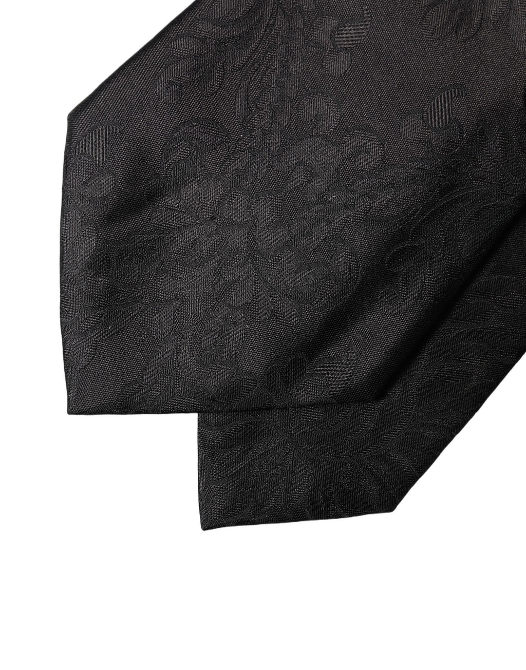 Dolce & Gabbana Black Paisley Woven Silk Adjustable Women Necktie Tie