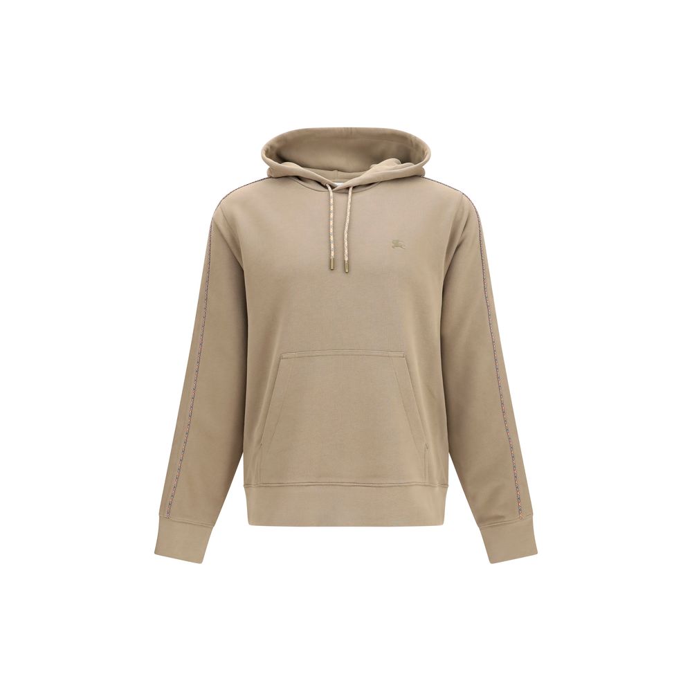 Sweat-shirt en coton bicolore Burberry, style décontracté, avec logo discret, porté par un mannequin.