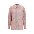Chemise Balmain en polyamide multicolore avec motif, visible avec col et manches longues, style moderne et élégant.