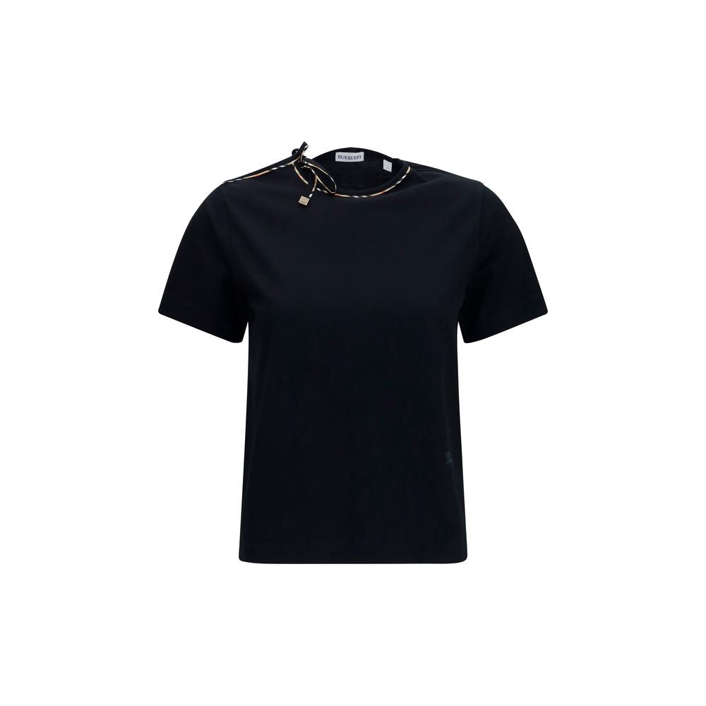 T-shirt en coton noir de Burberry, coupe classique avec logo discret, tissu doux et confortable, style élégant et décontracté.