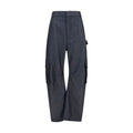 Pantalon cargo en laine bleue de Balenciaga, style oversize avec détails modernes et coupe décontractée.