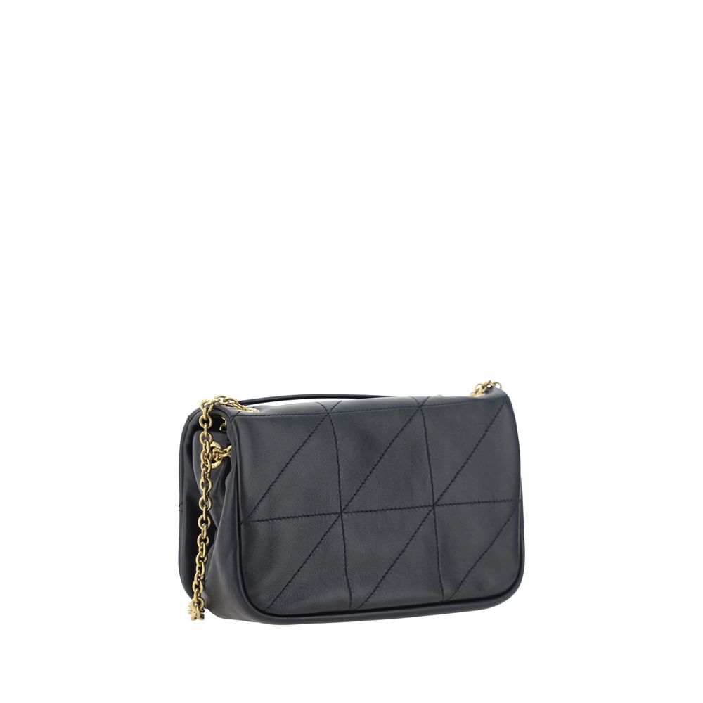 Sac à épaule Saint Laurent en agneau noir Ovis Aries avec détails élégants et finition raffinée, vue de face.