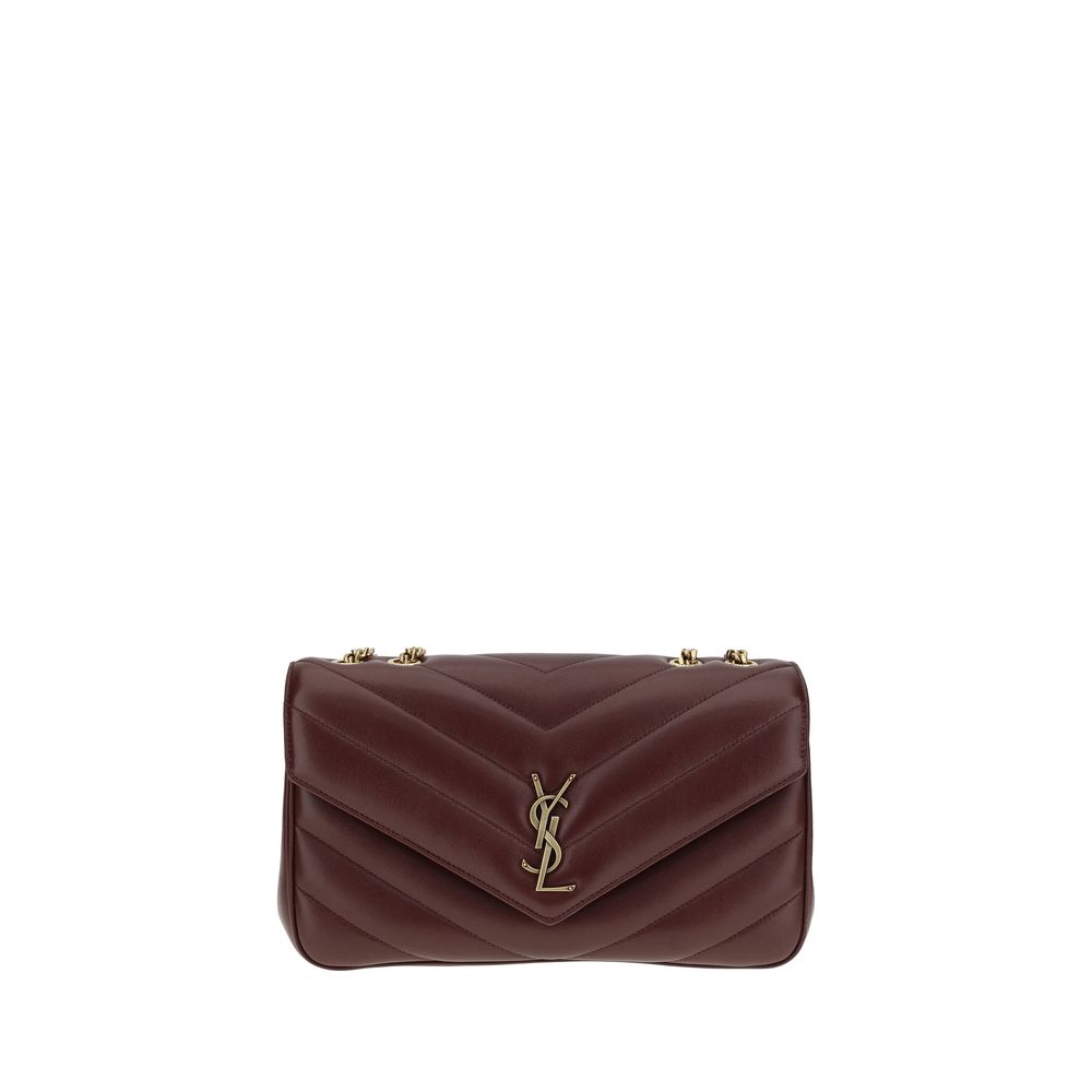 Sac à bandoulière Saint Laurent en cuir d'agneau Bordeaux Ovis Aries, avec détails élégants et finition raffinée.