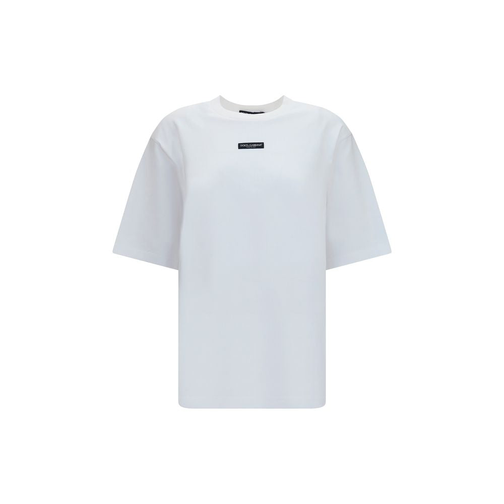 T-shirt en coton blanc Dolce & Gabbana, style décontracté, avec logo discret sur la poitrine, vue de face.
