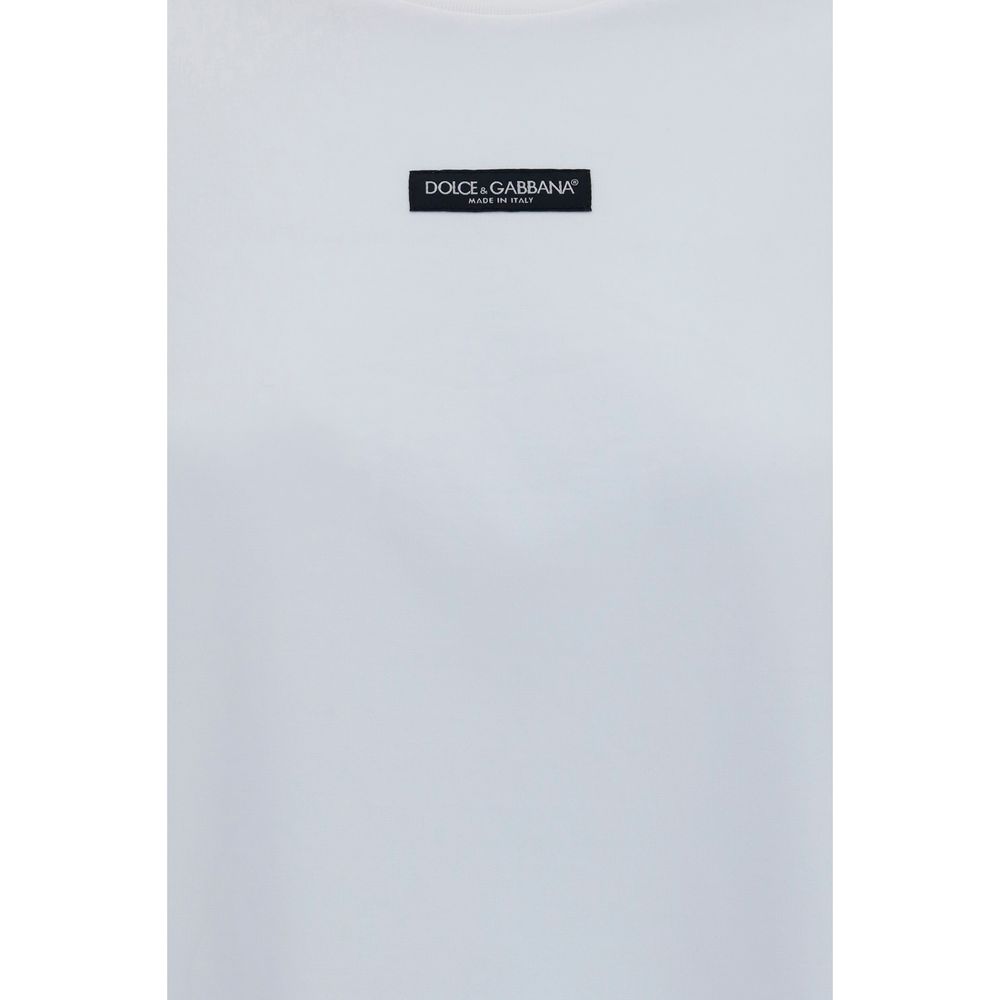T-shirt en coton blanc de Dolce & Gabbana, design élégant avec logo de la marque visible, style décontracté et sophistiqué.