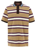 Chemise polo Gucci en coton multicolore avec logo, manches courtes et col en tissu, visible sur l'image.