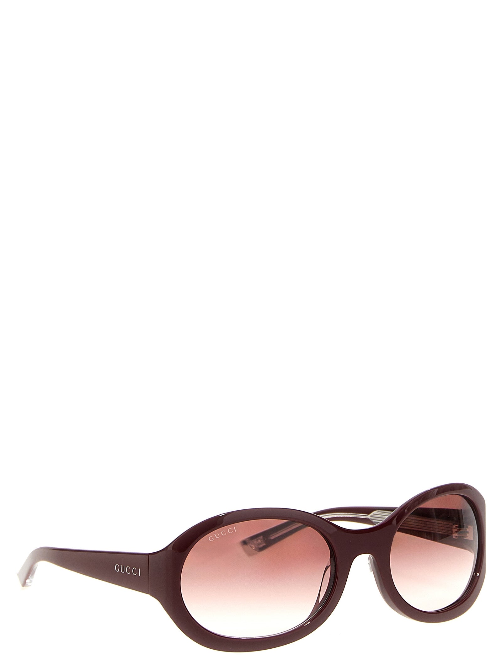 Lunettes de soleil Gucci Bordeaux en acétate, style élégant avec monture large et branches épaisses.