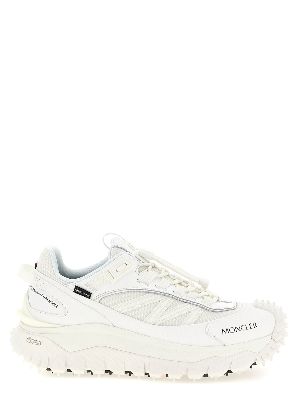 Chaussures de sport Moncler en polyamide blanc, baskets athlétiques légères et modernes, pour homme ou femme.