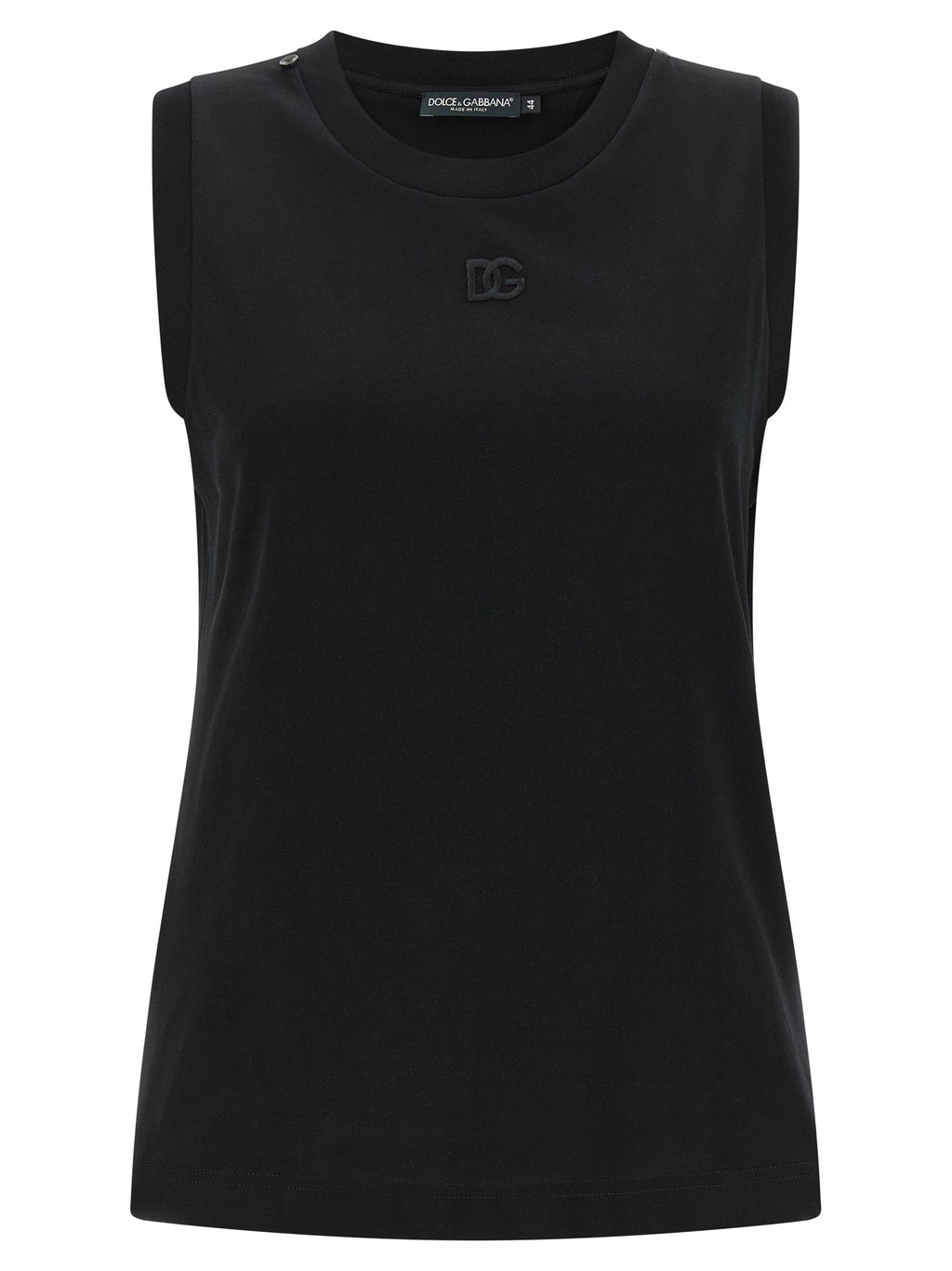 Dolce & Gabbana Schwarzes ärmelloses Baumwoll-T-Shirt