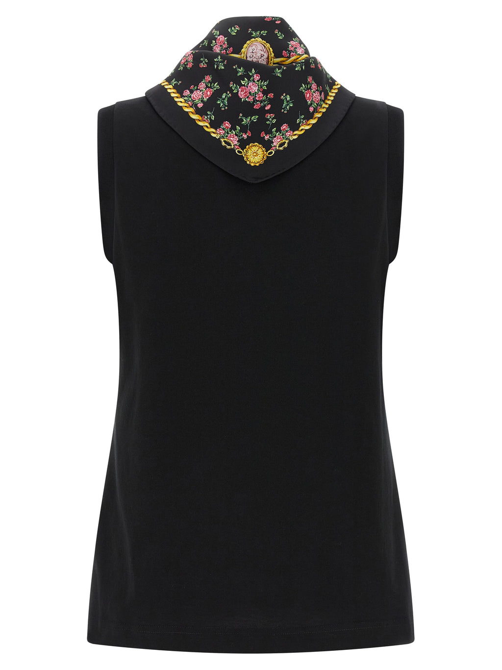 Dolce & Gabbana Schwarzes ärmelloses Baumwoll-T-Shirt