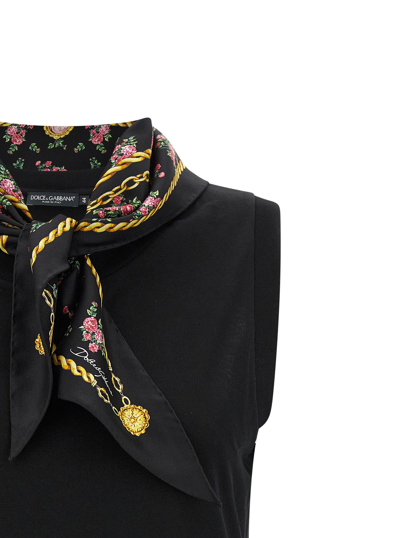 Dolce & Gabbana Schwarzes ärmelloses Baumwoll-T-Shirt