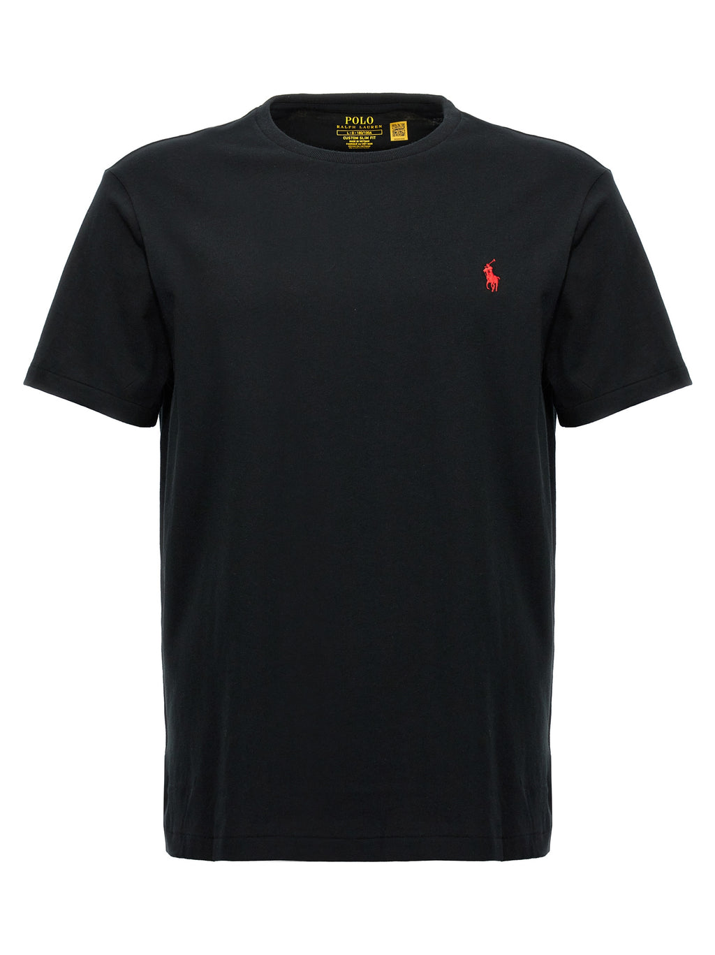 T-shirt en coton noir de Polo Ralph Lauren, coupe classique, avec logo emblématique sur la poitrine.